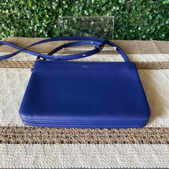 Celine Triple Zip Crossbody Bag Bright Blue Authentic - Picture 7 of 7